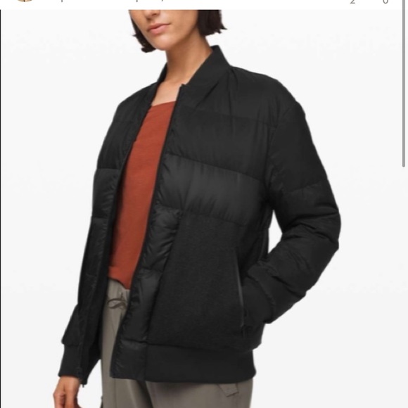 Lululemon Roam Far Wool Bomber Black / Heathered Black Size 4 - Picture 2 of 6